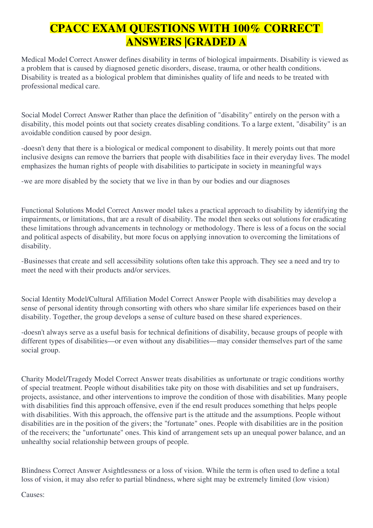 Preview image for CPACC EXAM QUESTIONS WITH 100% CORRECT ANSWERS |GRADED A